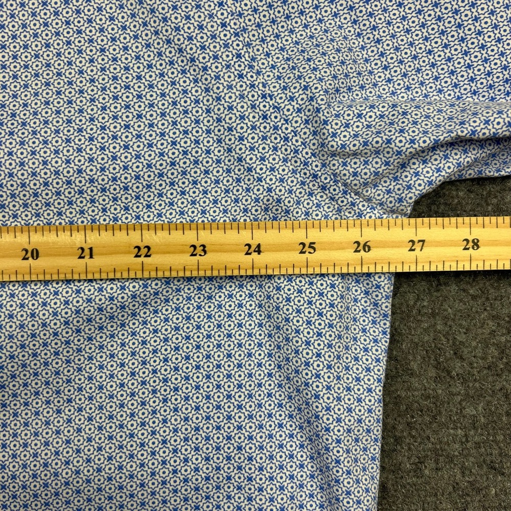 Johnston & Murphy Button Up Dress Shirt Mens XXL Blue White Geometric Cotton - Picture 8 of 11